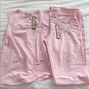 Pink Heart Cutout Pajama Set skims brand new tags attached